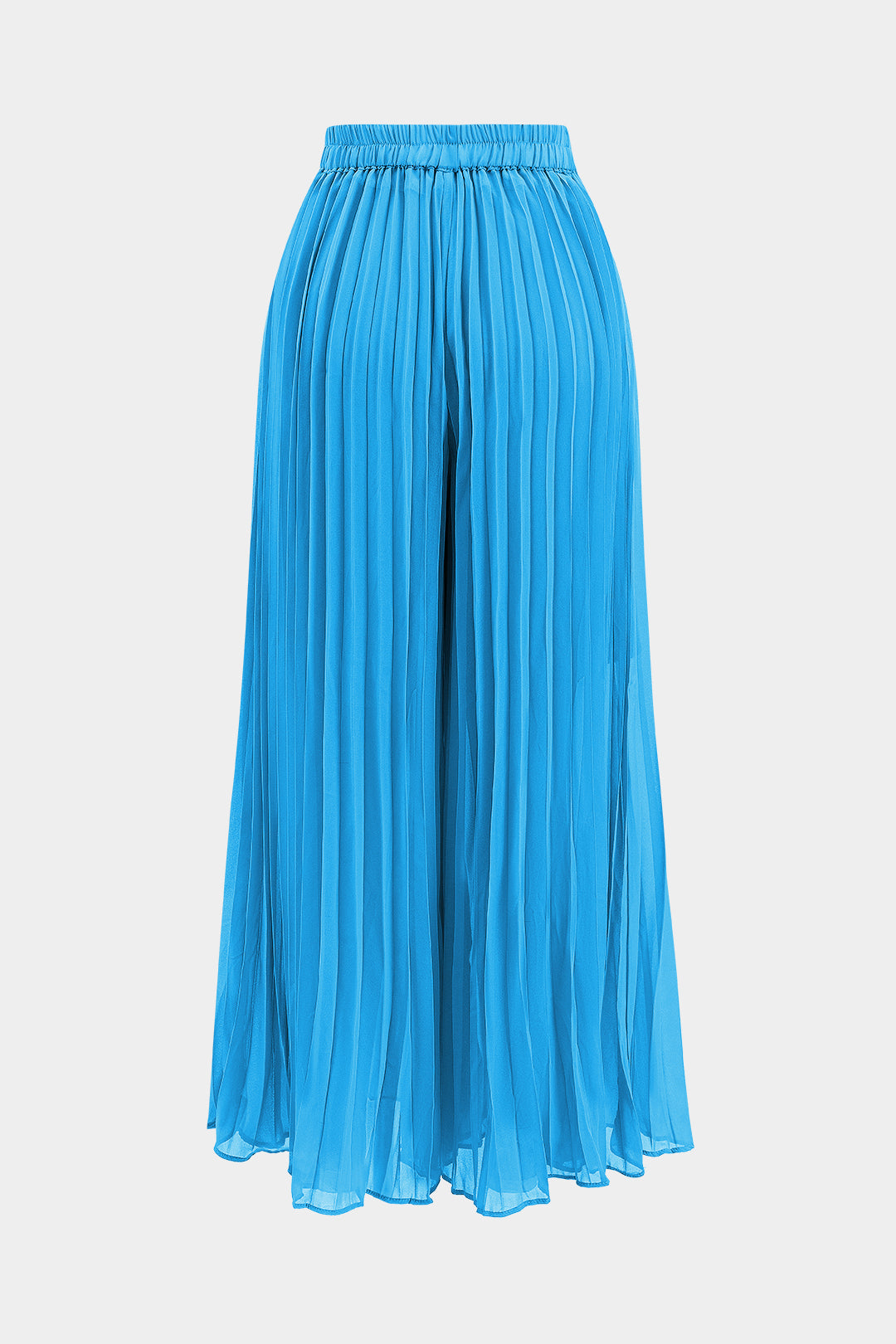 Chiffon Pleated Zipper Backless Mini Dress And Wide Leg Trousers Set