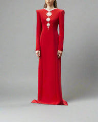 Long-sleeve column dress with crystal embellishments - Ashley