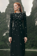 embellished long-sleeve column gown – Lormen