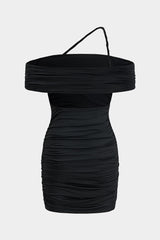 Ruched Off Shoulder Cut Out Mini Dress