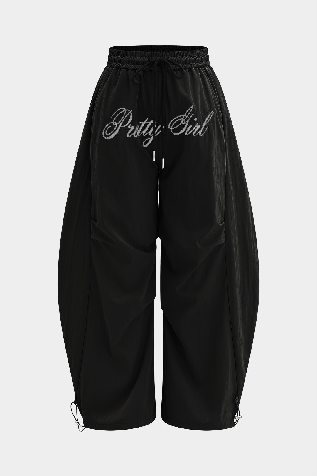 Embroidery Wide Leg Barrel Trousers