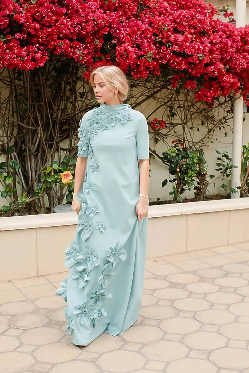 3D floral applique gown – Qolin