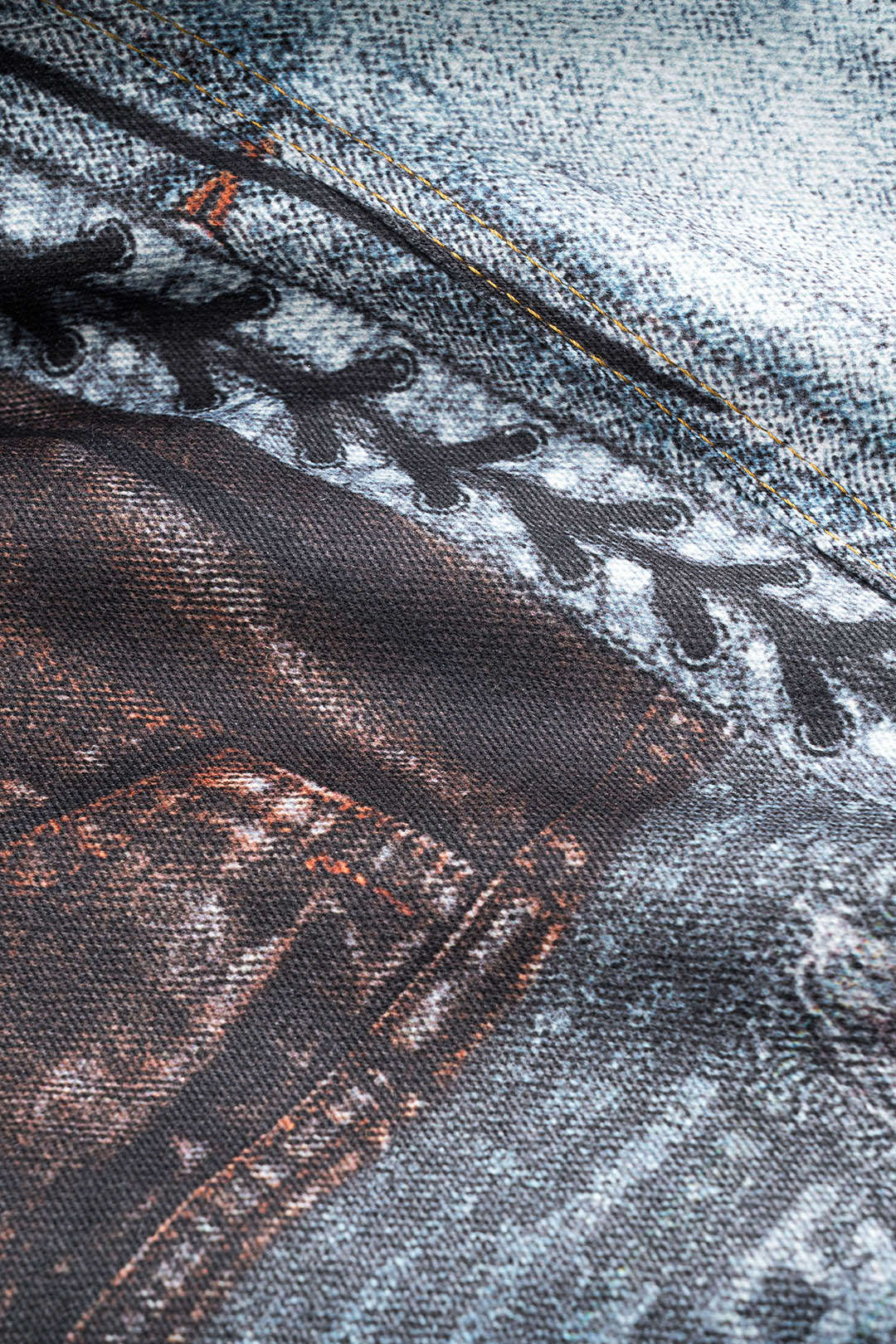 Abstract Print Button Pocket Wide Leg Barrel Trousers