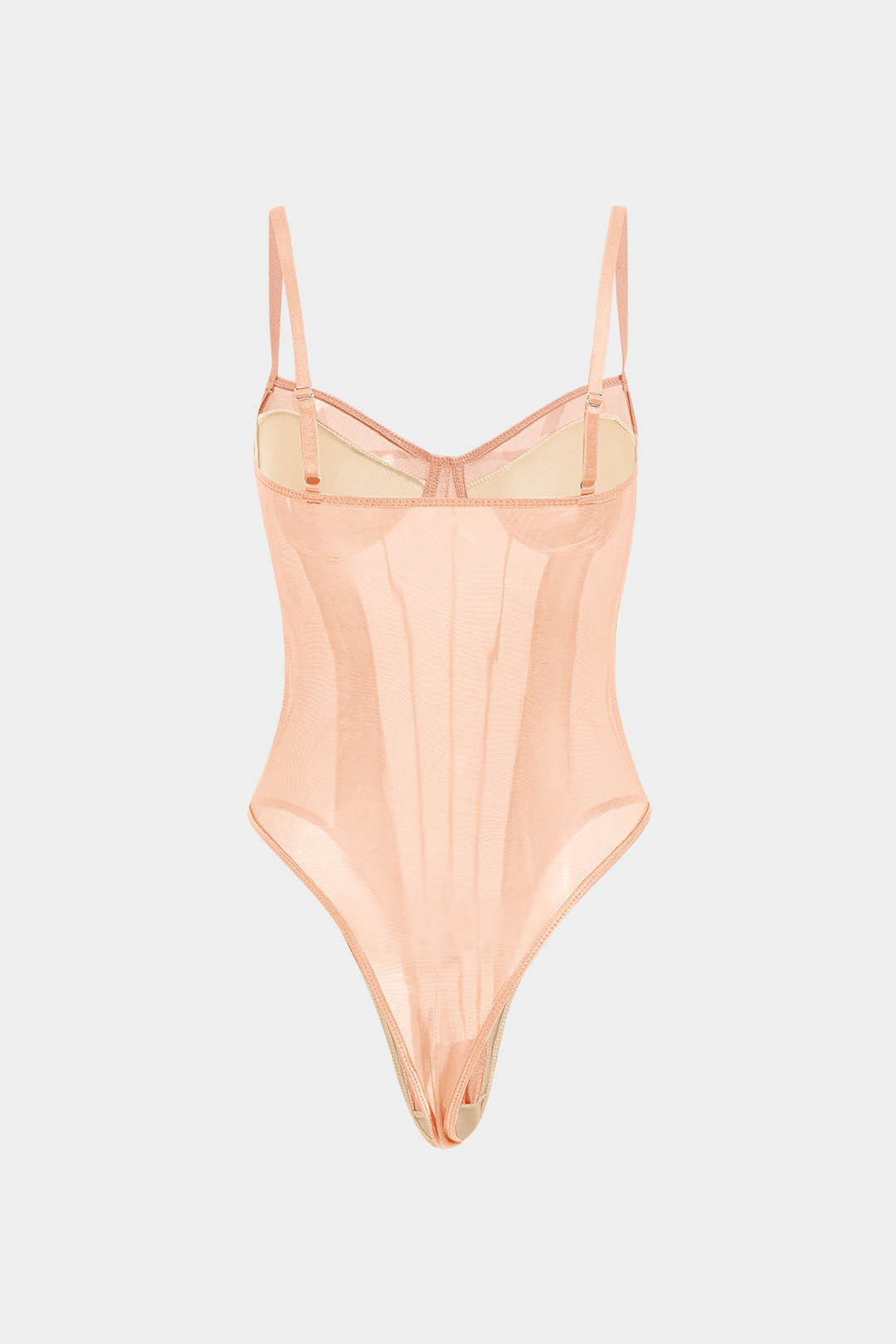 Mesh Backless Sheer Patchwork Corset Slip Bodysuit