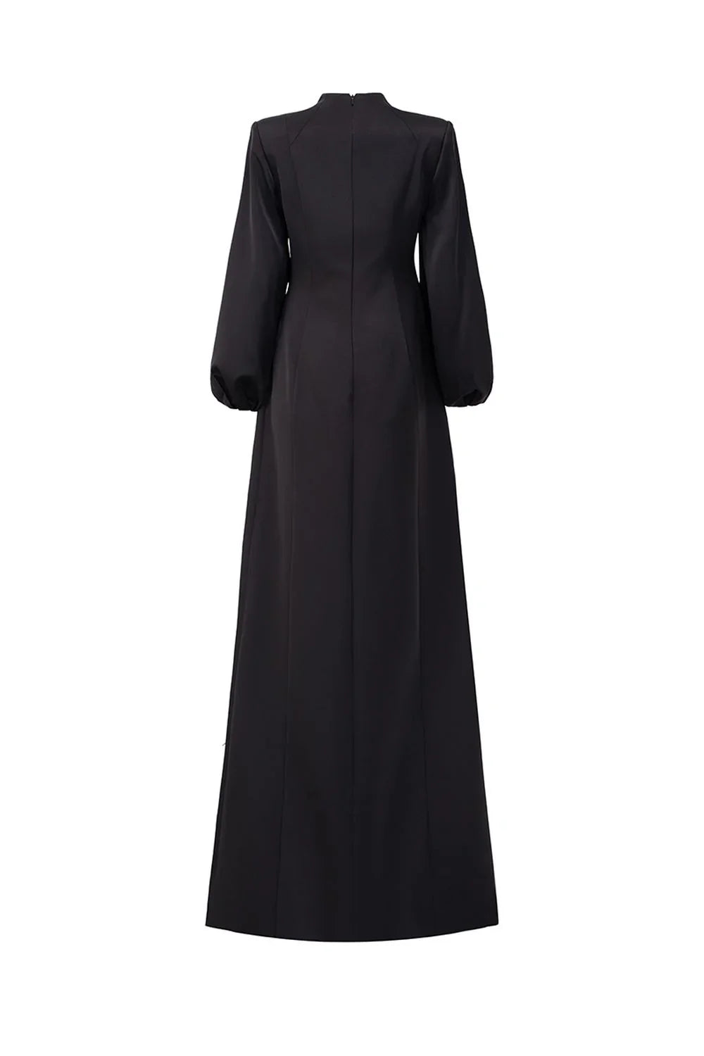 Balloon-Sleeve Gown with Embellished Waist - RADIANT