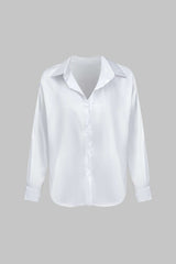 Basic Solid Satin Long-Sleeve Shirt