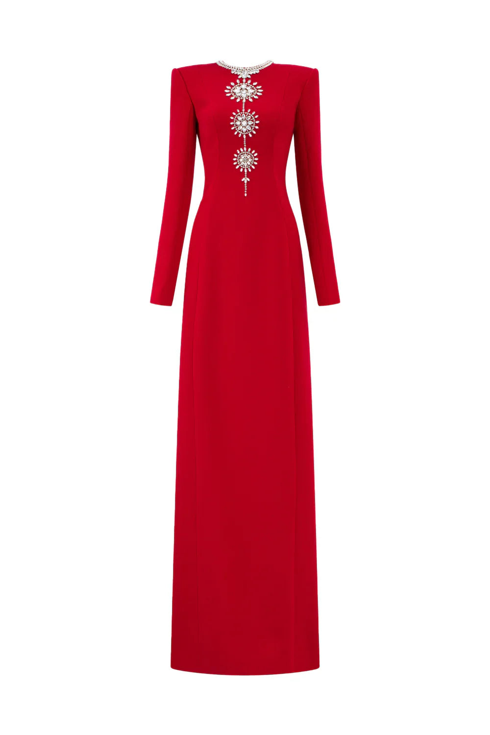 Long-sleeve column dress with crystal embellishments - Ashley