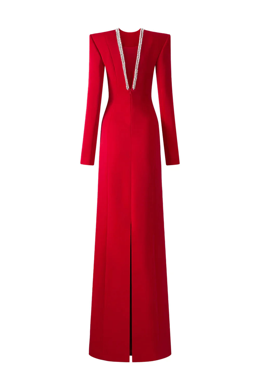 Long-sleeve column dress with crystal embellishments - Ashley