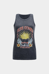 Letter Print Sleeveless Tank Top