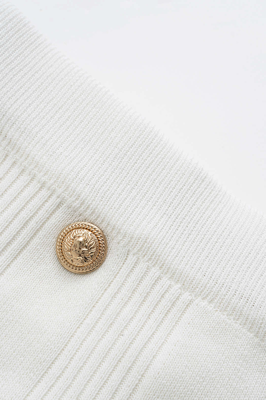 Knit Metallic Button Top And Skirt Set