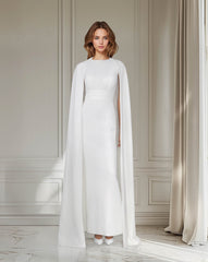 White column dress with cape