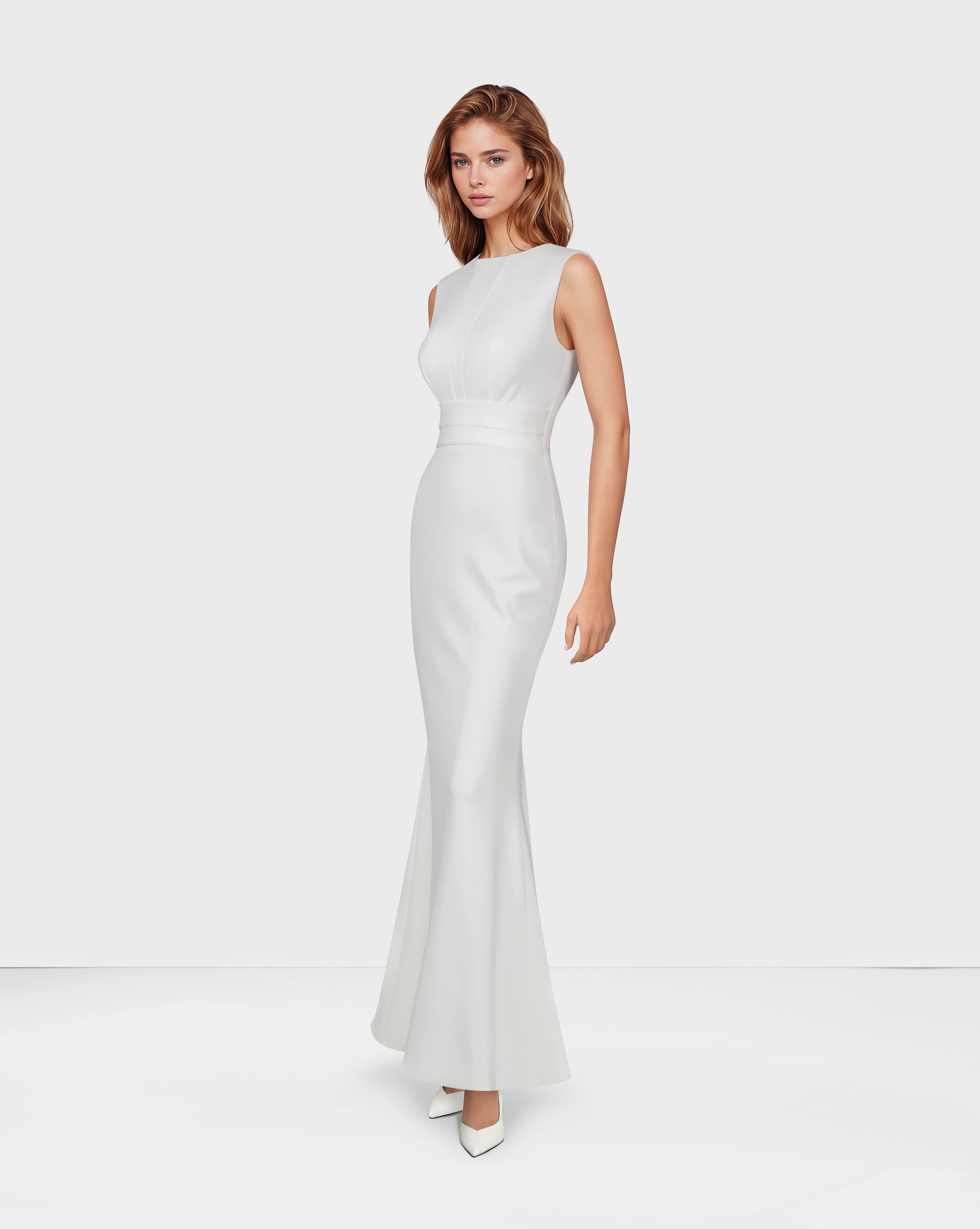 White column dress with cape