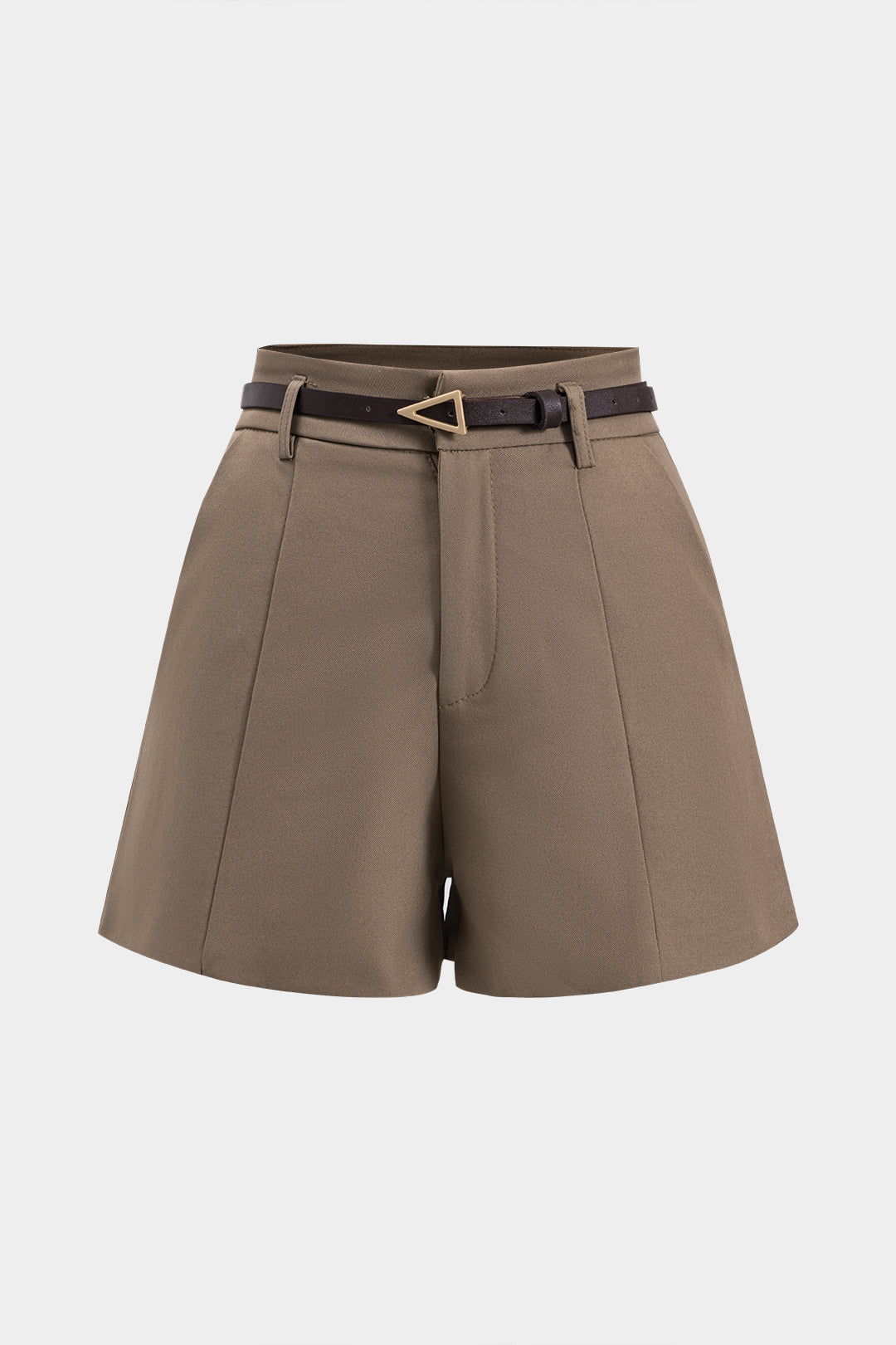 Solid Belted Pocket Shorts
