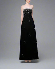 Strapless A-line Gown with Crystal Embellishments - LUMINA