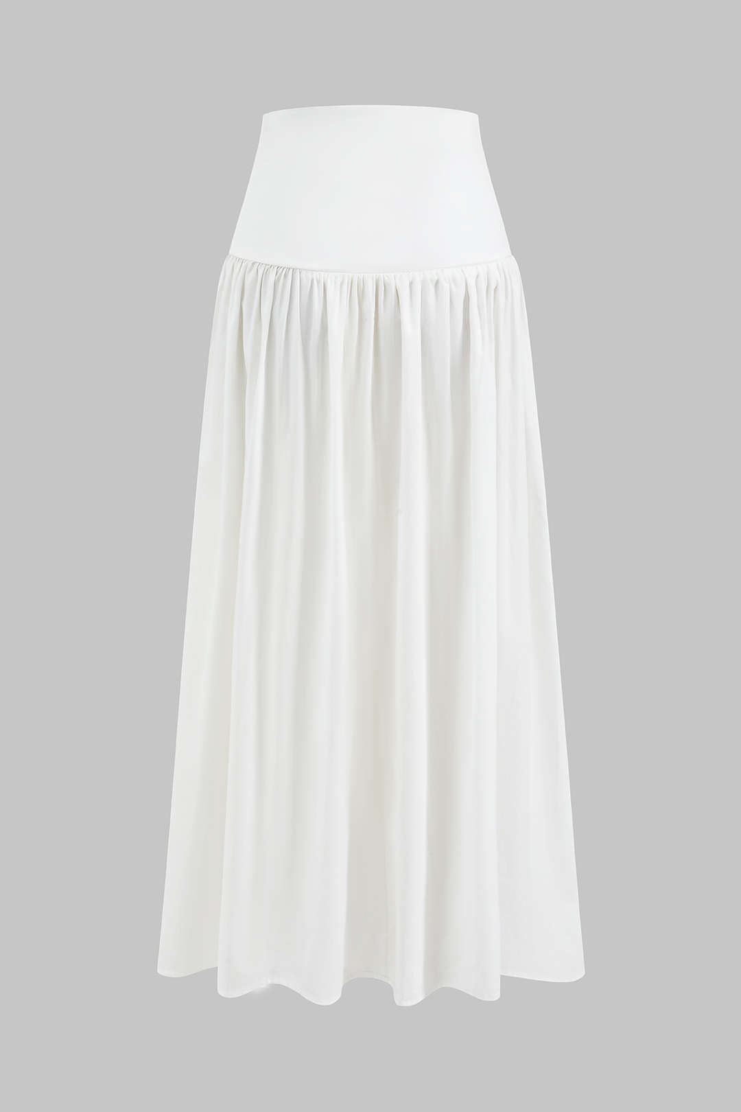 Solid Ruched Midi Skirt