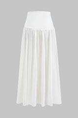 Solid Ruched Midi Skirt