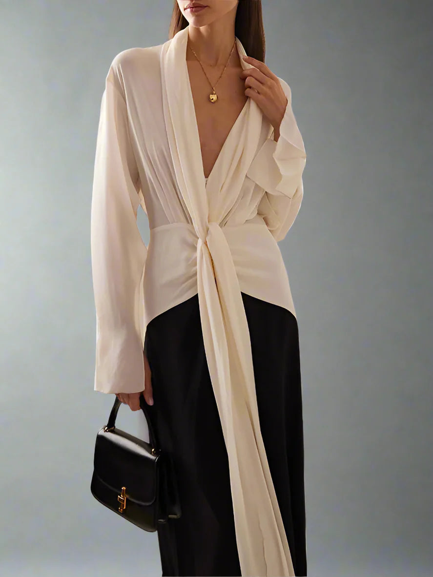 two-tone knotted drape gown – Slven