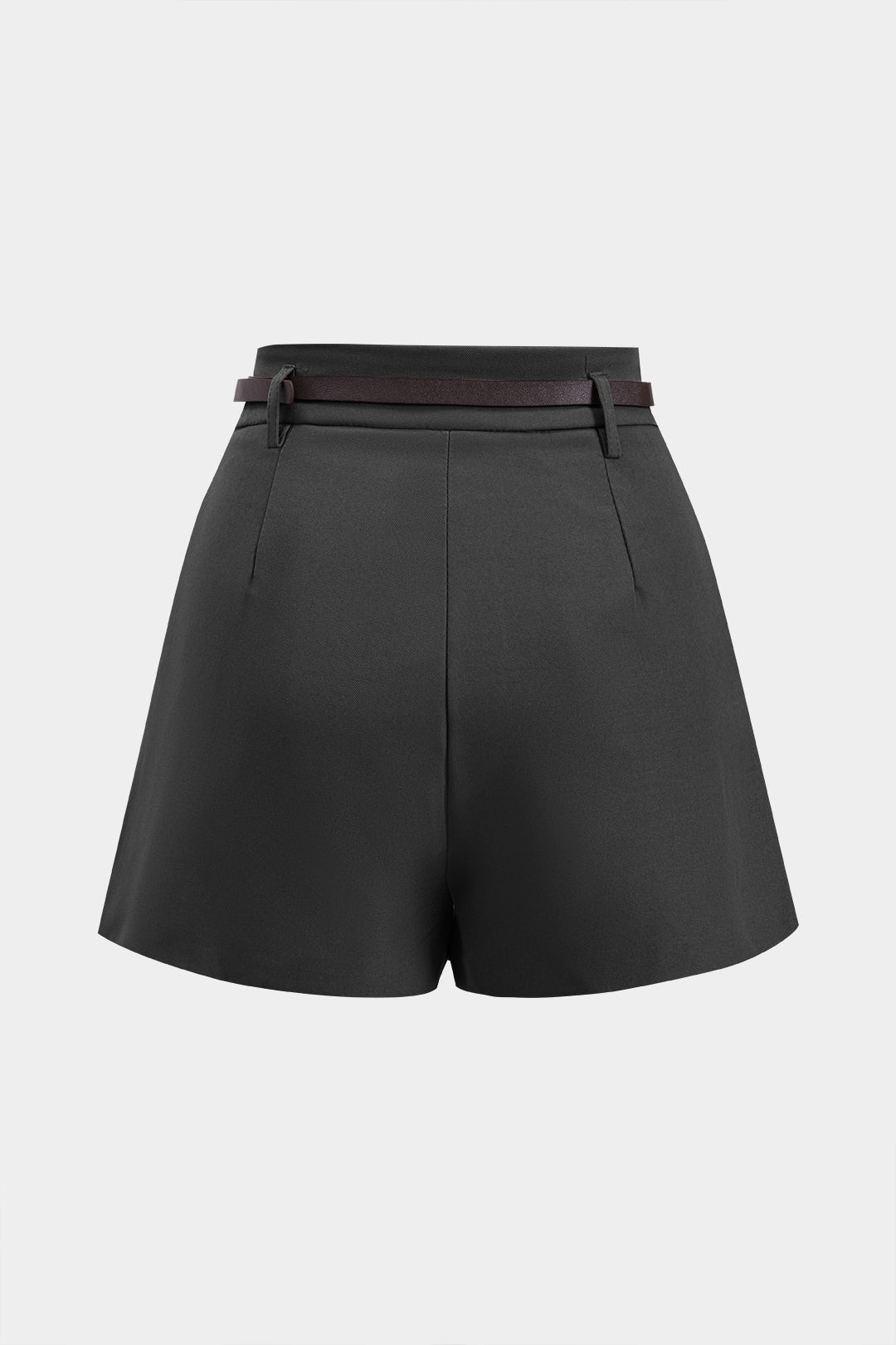 Solid Belted Pocket Shorts