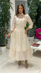 jacquard shirt and pleated midi skirt set - Ageel