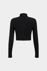 Heart Shape Rhinestone Mock Neck Long Sleeve Top And Skirt Set