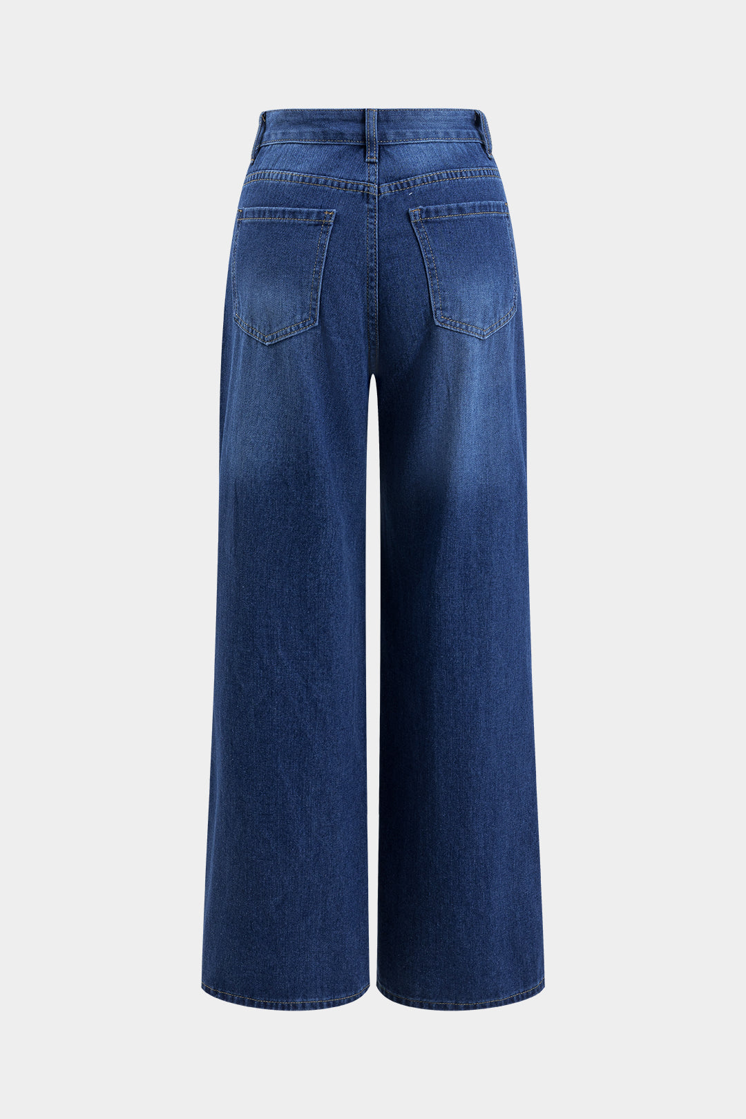 Denim Button Vest And Wide Leg Jeans Set