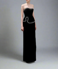 High-Neck Column Dress with Embellished Cape Detail - ELYSIA