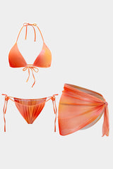 Ombre Print Mesh Tie-Up Bikini Set