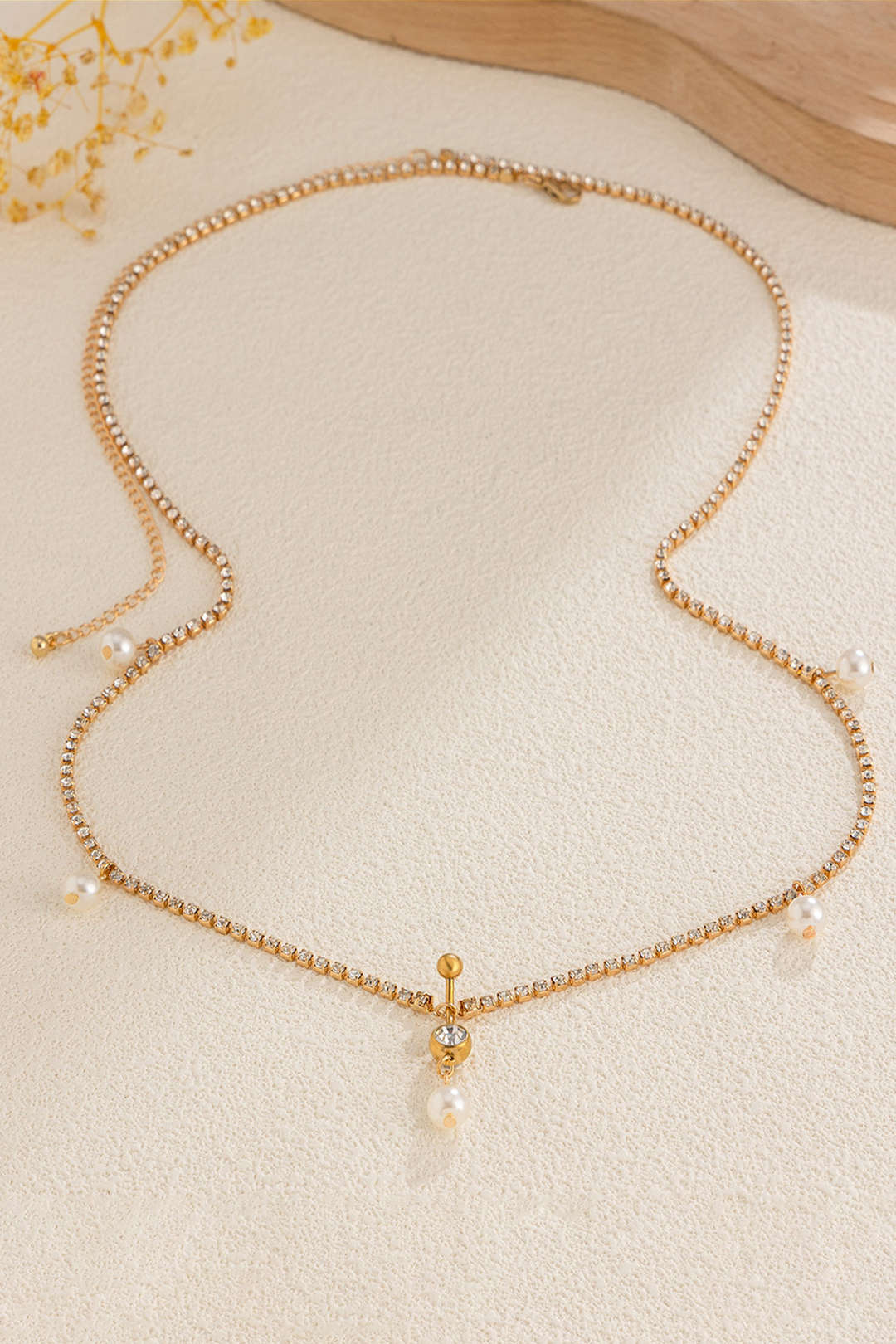 Metal Rhinestone Bead Waist Chain