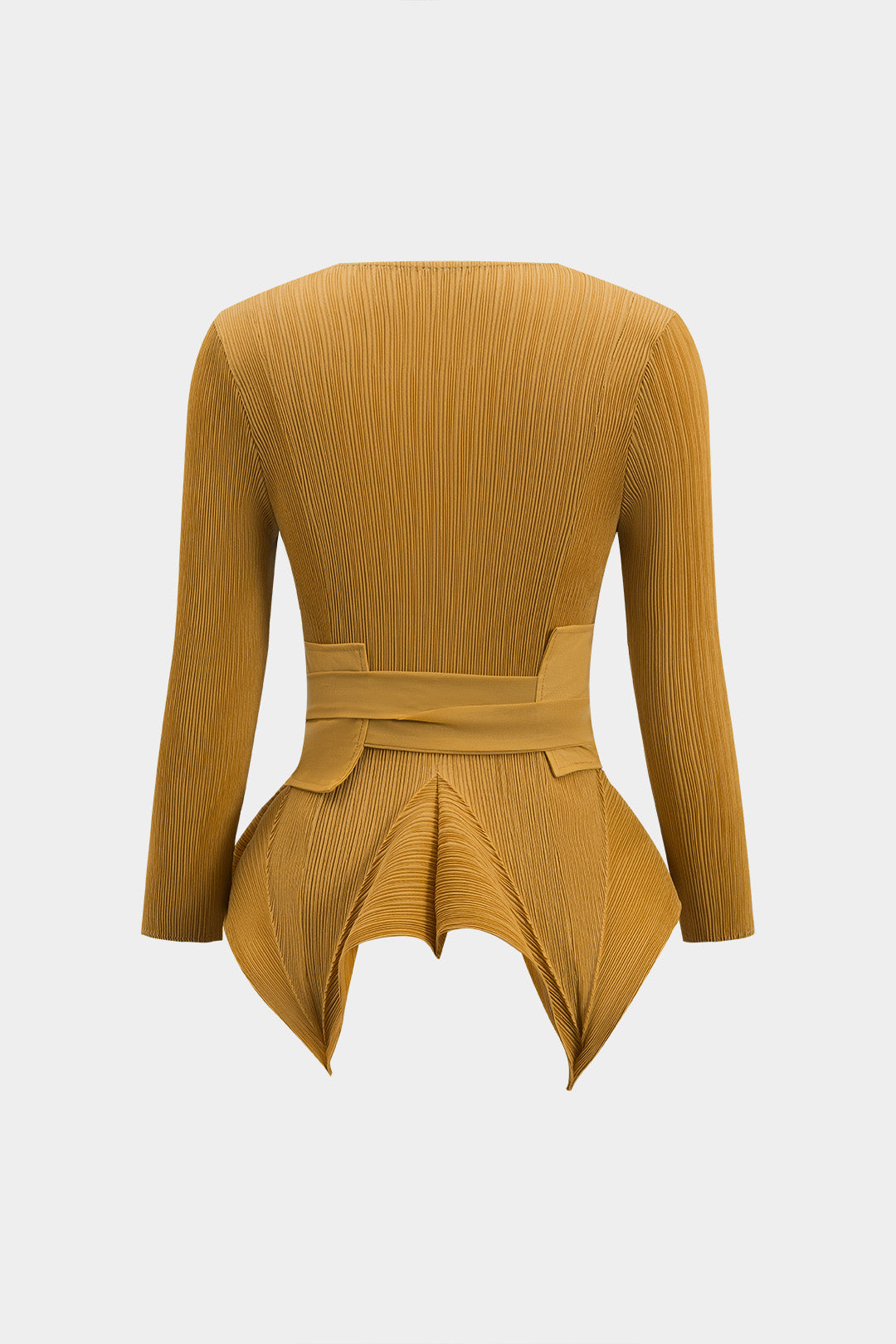 Tie Front Long Sleeve Top And Pleated Skirt Set