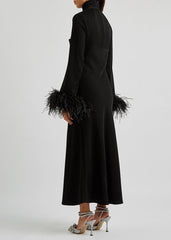 Cutout midi dress with feathered cuffs – Rovin