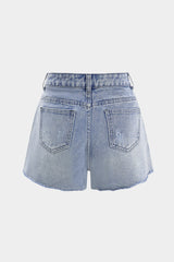 Denim Ripped High Waist Wide Leg Shorts