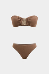 Metallic Decor Bikini And Cover Up Set