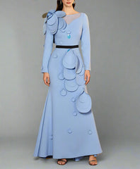 applique detail gown with sculpted shoulder – Farein