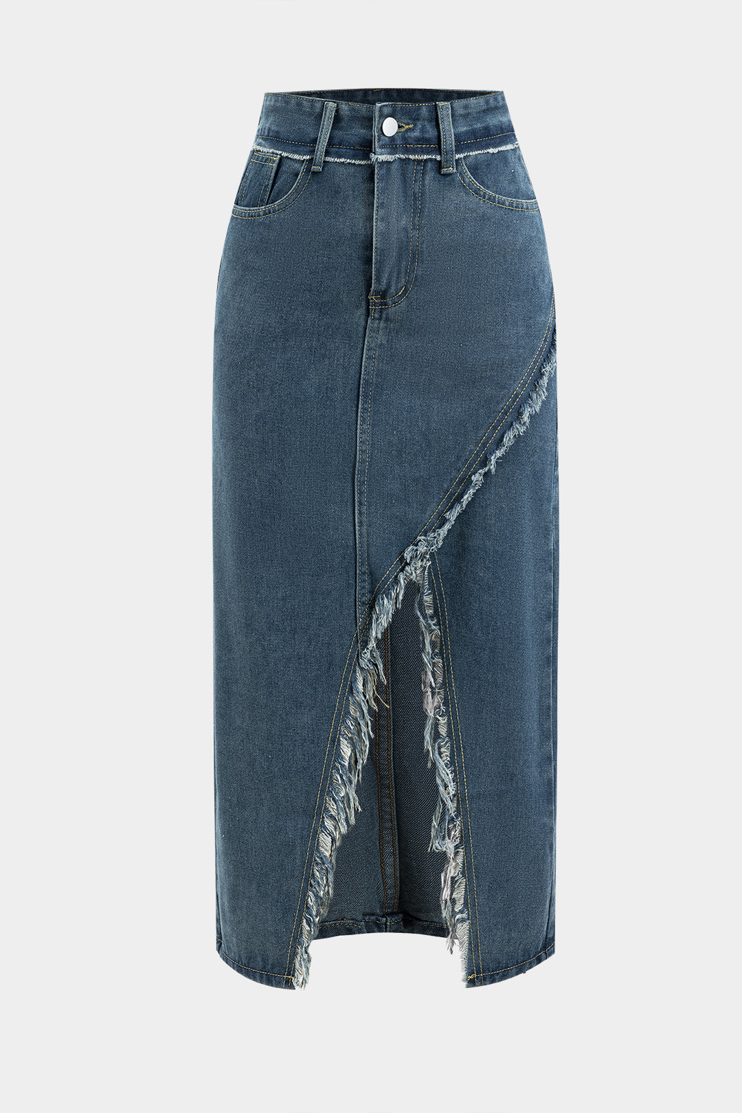 Denim Asymmetrical Pocket Skirt