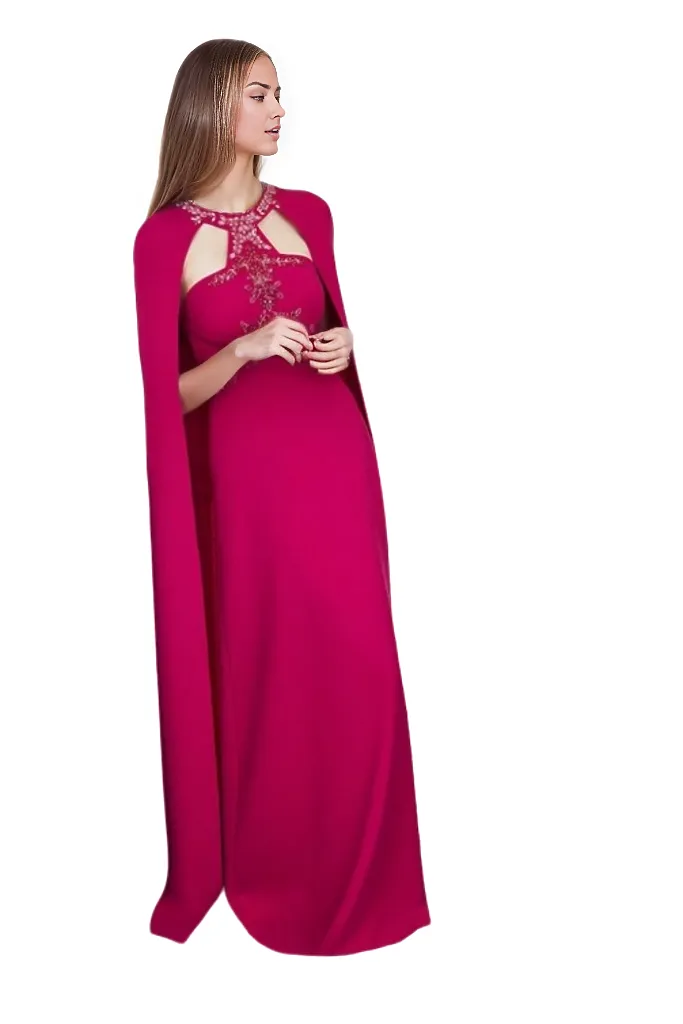 Embellished cutout cape gown – Lorman