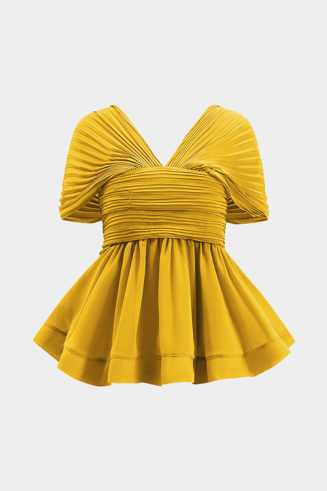 Chiffon Pleated Zipper Backless Mini Dress And Wide Leg Trousers Set