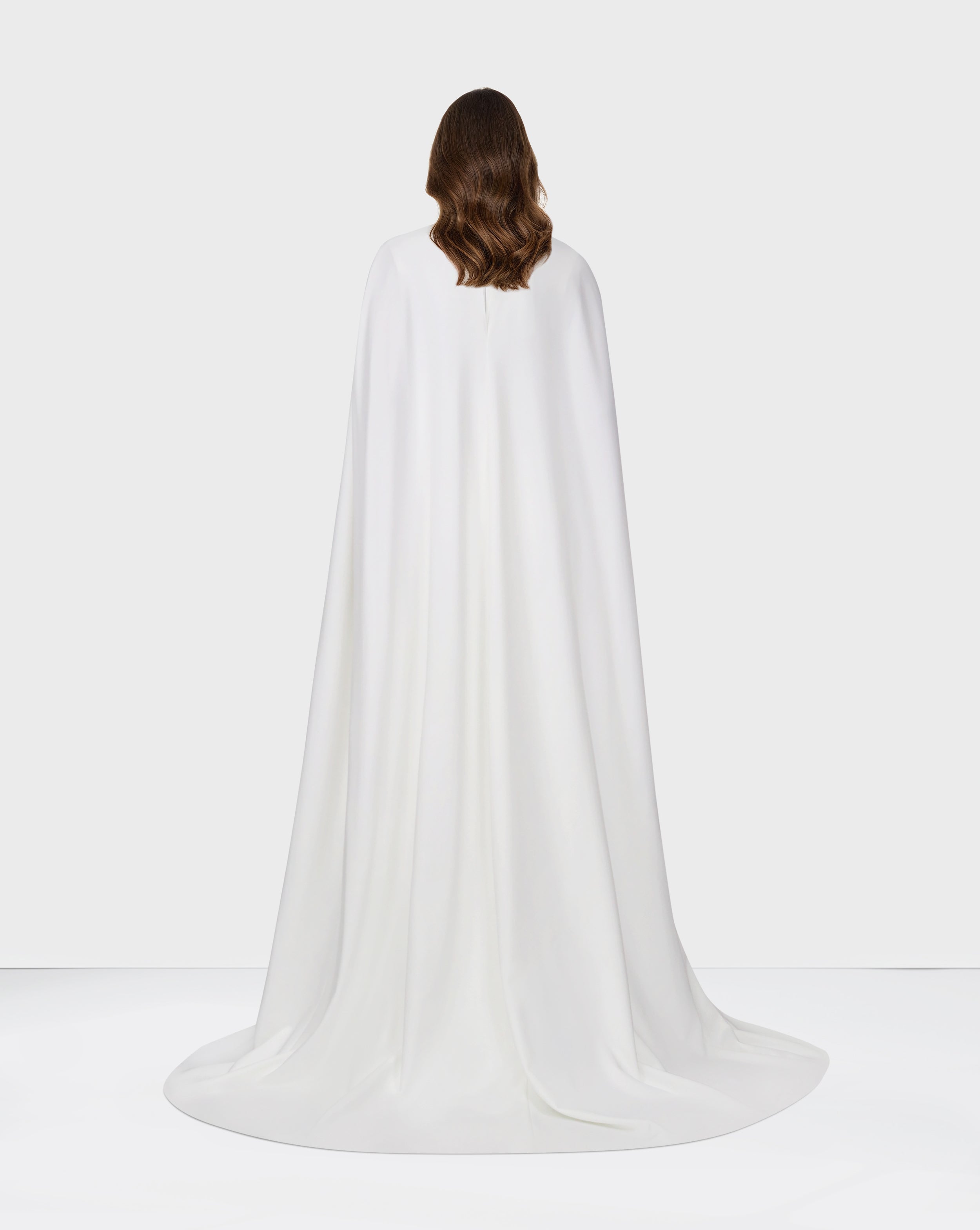 sleeveless column dress with maxi cape