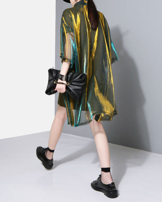 holographic sheer short-sleeve jacket - NOVAX