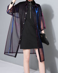 holographic sheer short-sleeve jacket - NOVAX