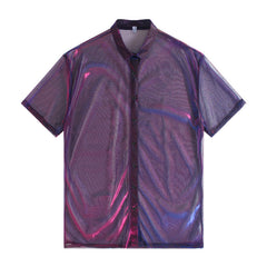 holographic sheer short-sleeve jacket - NOVAX