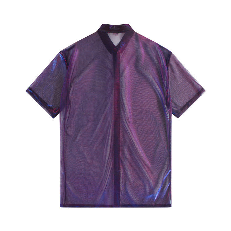 holographic sheer short-sleeve jacket - NOVAX
