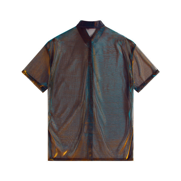 holographic sheer short-sleeve jacket - NOVAX