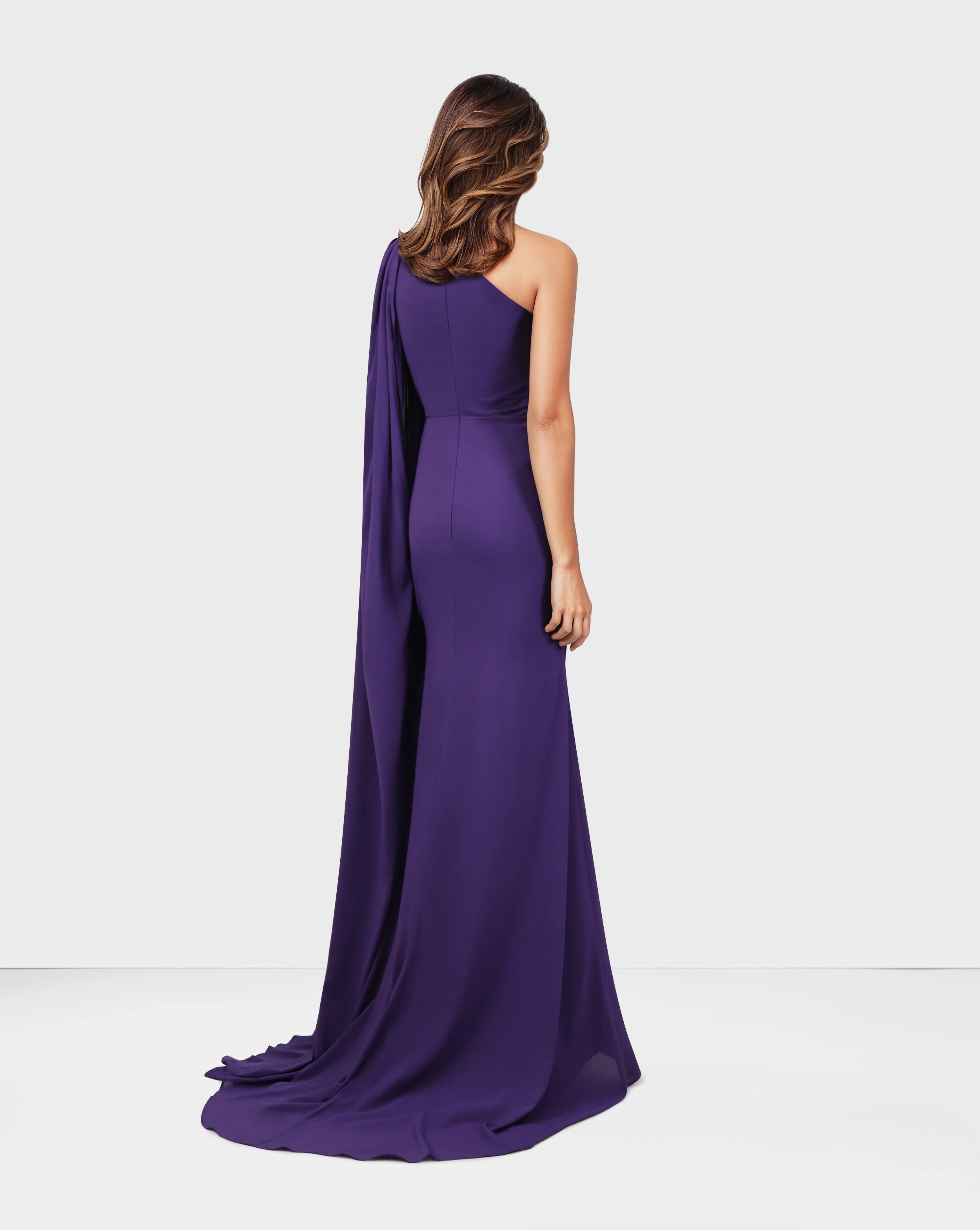 Shoulder off draped dress with long floor sleeve - VILLE