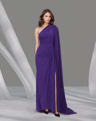 Shoulder off draped dress with long floor sleeve - VILLE