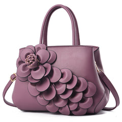 top-handle bag with 3D floral appliqué – AMARA