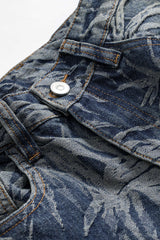 Jacquard Denim Straight Leg Jeans