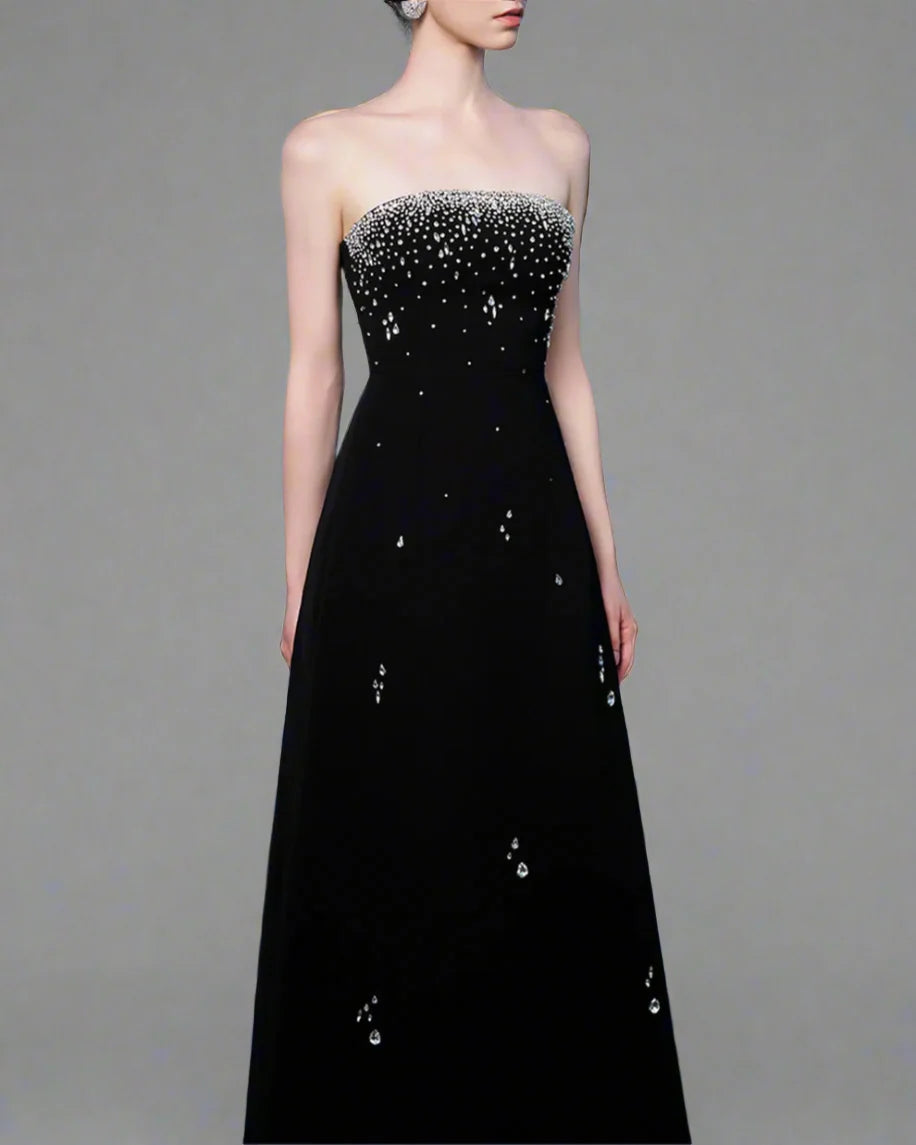 Strapless A-line Gown with Crystal Embellishments - LUMINA