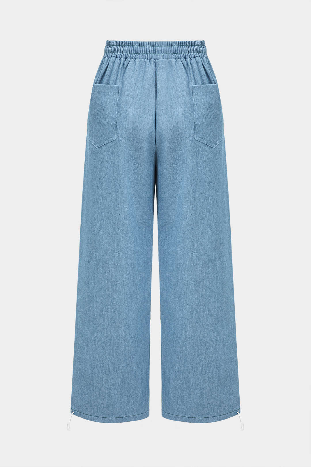 Denim Patchwork Tie Front Wide Leg Jeans