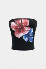 Floral Print Strapless Tube Top