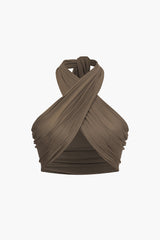 Solid Tie Front Backless Cami Top